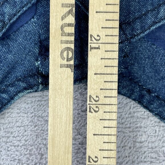 Carrie Allen Embroidered Western Vest Women's L Blue Denim  Boho Crochet Vtg - Picture 11 of 13